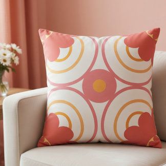 Coussin Coral Pink And Orange Modern Geometric Circle