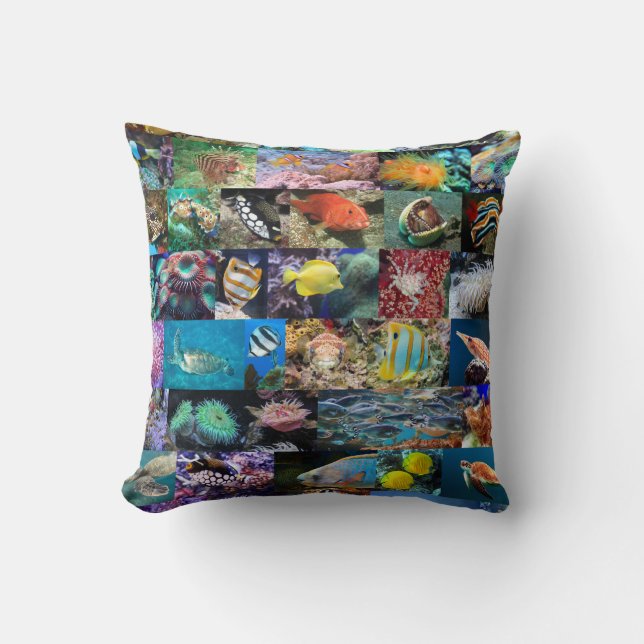 Coussin Coral Reef Marine Poissons Animaux, Enfants Éducat (Recto)