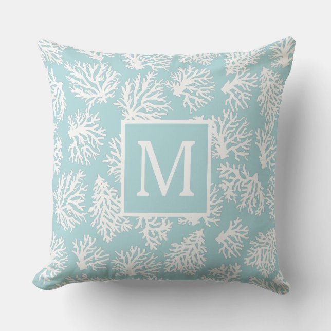 Coussin Coral Reefs été plage côtière monogramme (Recto)