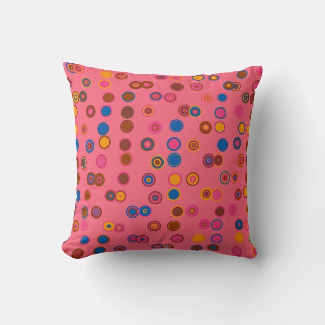 Coussin Coral rose cercle géométrique motif bulle gomme (Recto)