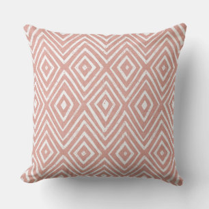 Coussin Coral rose et diamant blanc Chevron géométrique