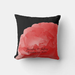 Coussin Coral Rose Rose Nom personnalisé Mariage Cadeau