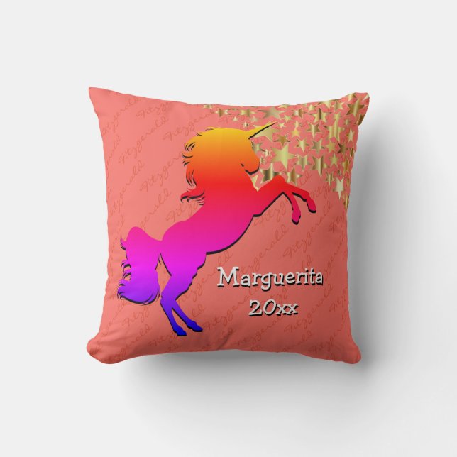 Coussin Coral UNICORN Garde personnalisée (Recto)