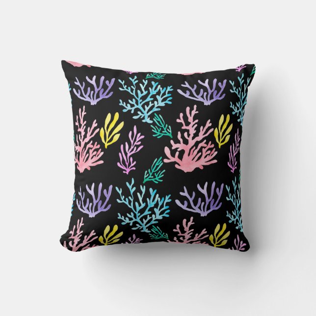 Coussin Coraux aquarelle peint sans couture motif (Recto)