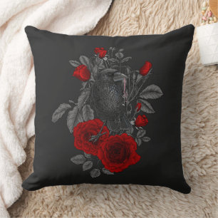 Coussin Corbeau avec la clé et les roses