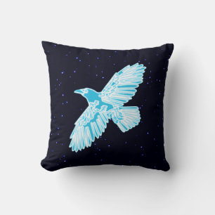 Coussin Corbeau bleu sur étoiles