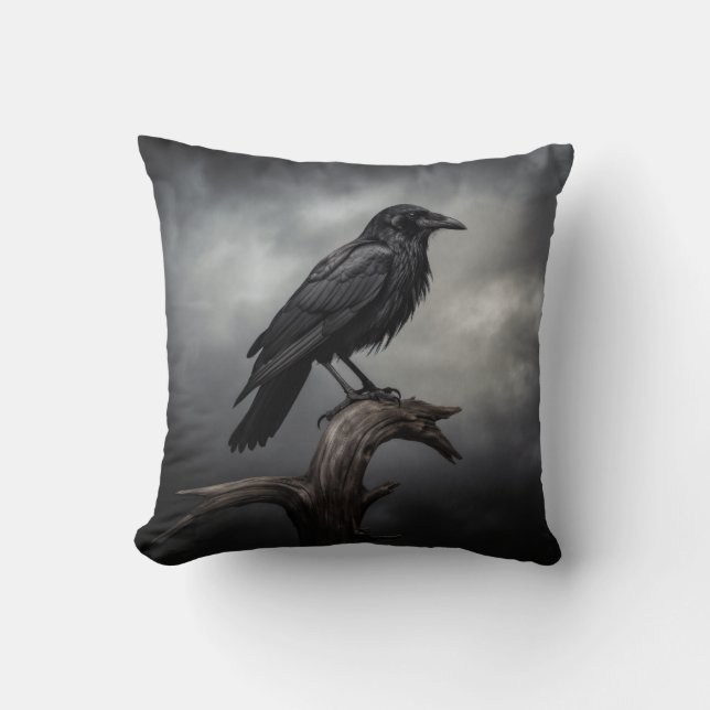Coussin Corbeau d'Halloween (Recto)