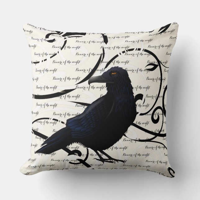 Coussin Corbeau d'oreiller d'Halloween (Recto)