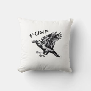 Coussin Corbeau drôle F-Caw-F Essentiel Minimaliste Propre