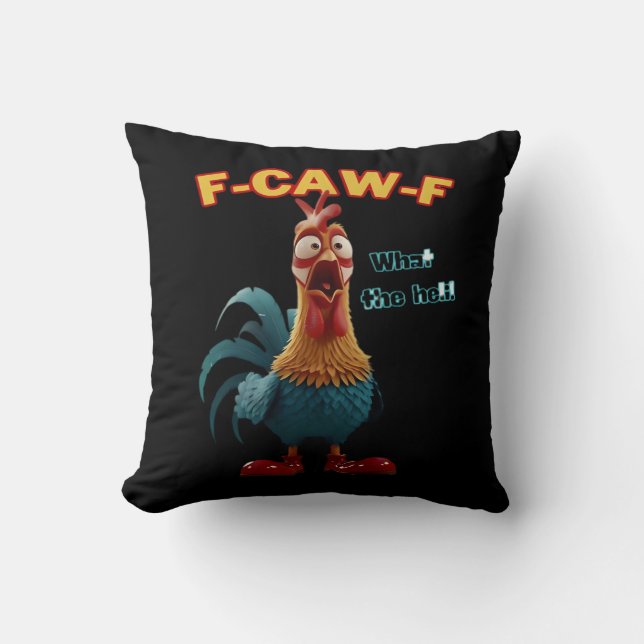 Coussin Corbeau drôle F-Caw-F Humour Gothique (Recto)