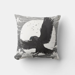 Coussin Corbeau et Lune