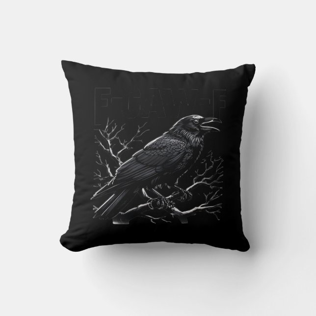 Coussin Corbeau, F-Caw-F Drôle d'oiseau Minimal Propre (Recto)