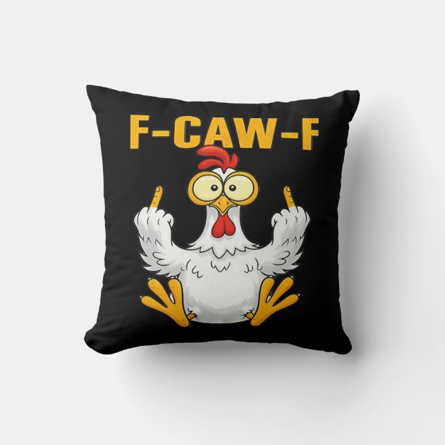 Coussin Corbeau F-Caw-F Humour Drôle Gothique (Recto)