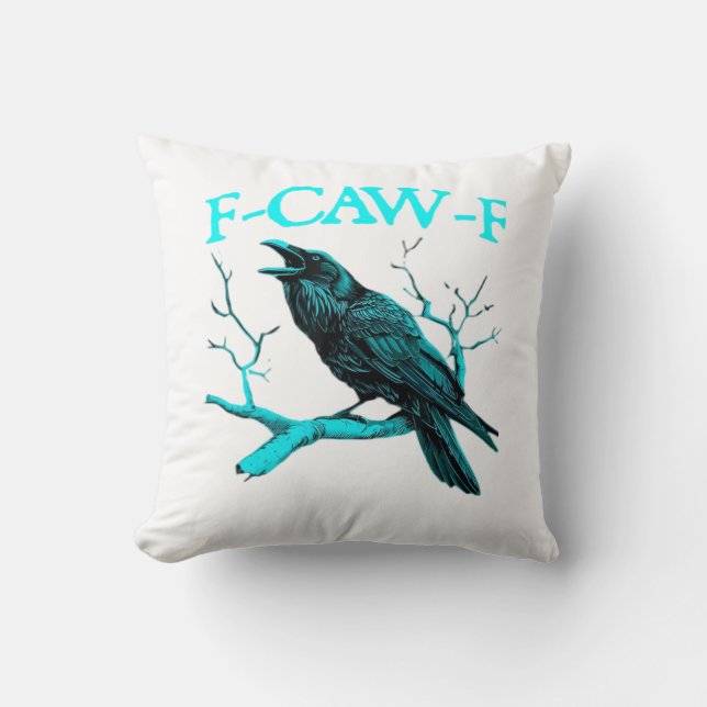 Coussin Corbeau F-Caw-F Oiseau Drôle Design Rétro Créatif  (Recto)