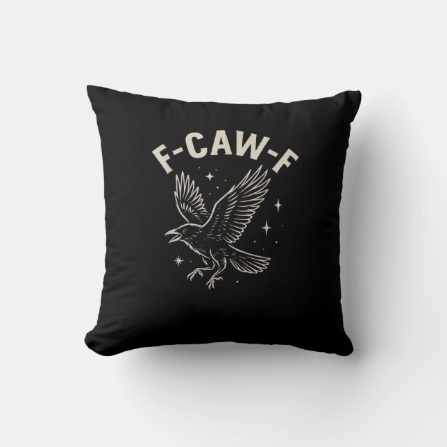 Coussin Corbeau F-Caw-F Oiseau Drôle Lune Gothique Humour  (Recto)