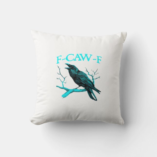Coussin Corbeau F-Caw-F Oiseau Drôle Rétro (Recto)