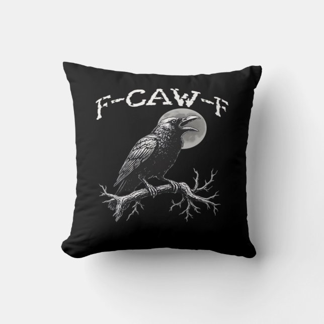 Coussin Corbeau F-Caw-F Oiseau Drôle Rétro Classique (Recto)