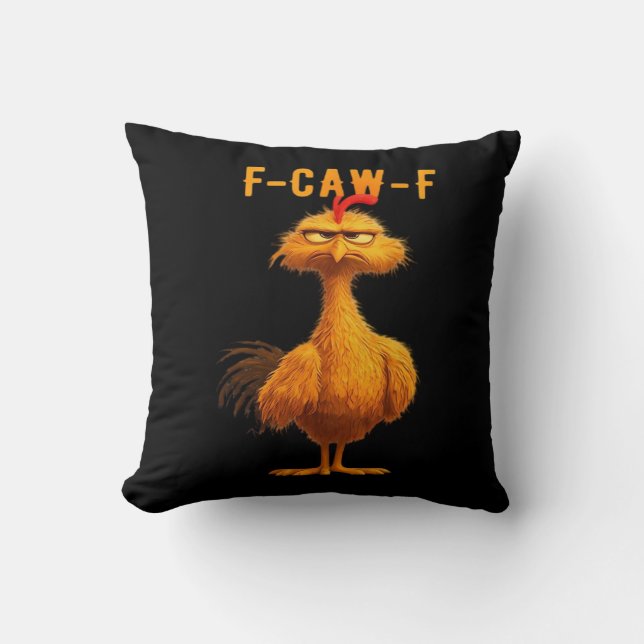 Coussin Corbeau gothique humour drôle F-Caw-F (Recto)