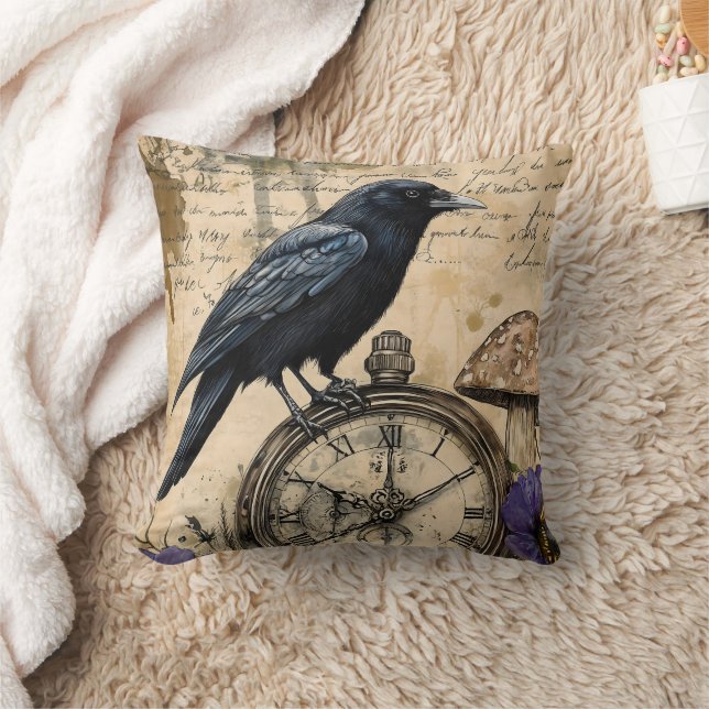 Coussin Corbeau gothique vintage (Couverture)