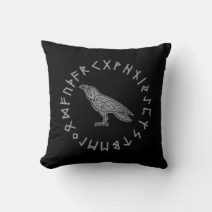Coussin Corbeau Odin Viking Mythologie runes runique