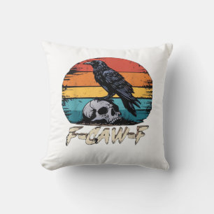 Coussin Corbeau, Oiseau Retro F-Caw-F Corbeau Drôle Corbea