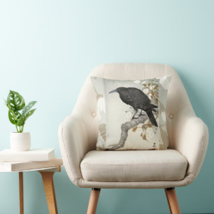 Coussin Corbeau Raven Koson Oiseau japonais