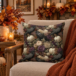 Coussin Corbeaux dans un jardin de minuit