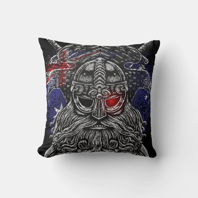 Coussin Corbeaux d'Odin épées Mythologie Viking drapeau Au (Recto)