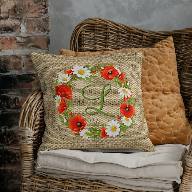 Coussin Corbeille rouge de printemps personnalisée Fleurs  (Créateur téléchargé)