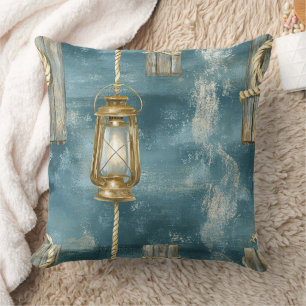Coussin Corde de lanterne nautique motif bleu côtier (1)