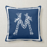 Coussin Corde de plage bleu marine de plage monogramme lan<br><div class="desc">Monogramme de la corde de la côte marine</div>
