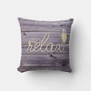 Coussin corde "relax" texte sur bois violet