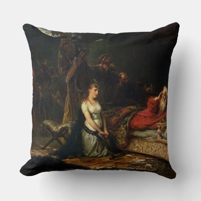 Coussin Cordelia et Roi Lear (huile sur la toile) (Recto)
