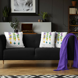 Coussin Cordes de perles Mardi Gras en Aquarelle