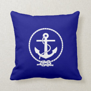 Coussin Cordon bleu marine et Ancre