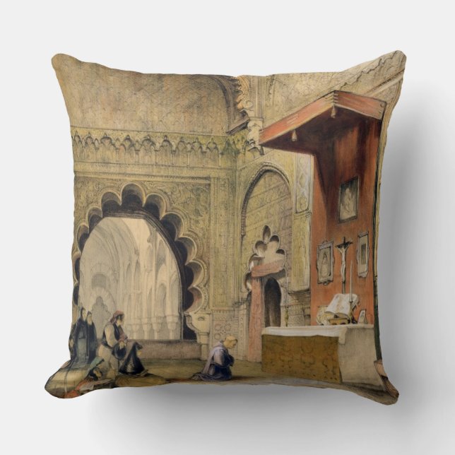 Coussin Cordoue : Moine priant à un autel chrétien dans (Recto)