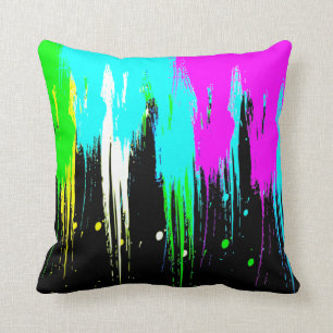 Coussin Corey Tiger 80s Vintage Neon Paint Drip