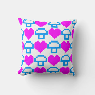 Coussin Corey Tiger 80s Vintage Pixel Cœurs Champignons