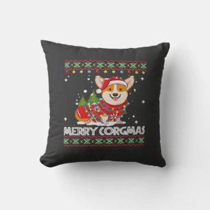 Coussin Corgi Chien Joyeux Corgmas Santa Corgi Noël dégueu
