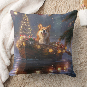 Coussin Corgi Christmas Festive Voyage