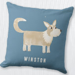 Coussin Corgi Dog Personalized<br><div class="desc">Adorable personalized Pembroke Welsh Corgi dog design on a teal green background.  Change or remove the name to customize.  Original art by Nic Squirrell.</div>