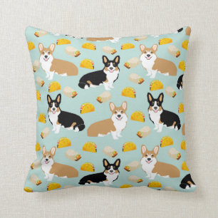 Coussin Corgi et Tacos Throw : cadeau de corgi mignon