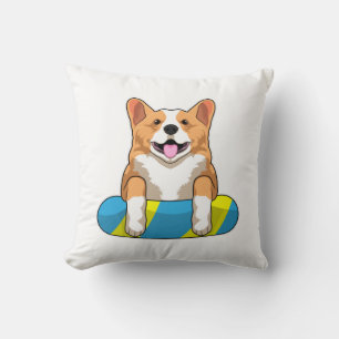 Coussin Corgi gallois à la nage avec planche