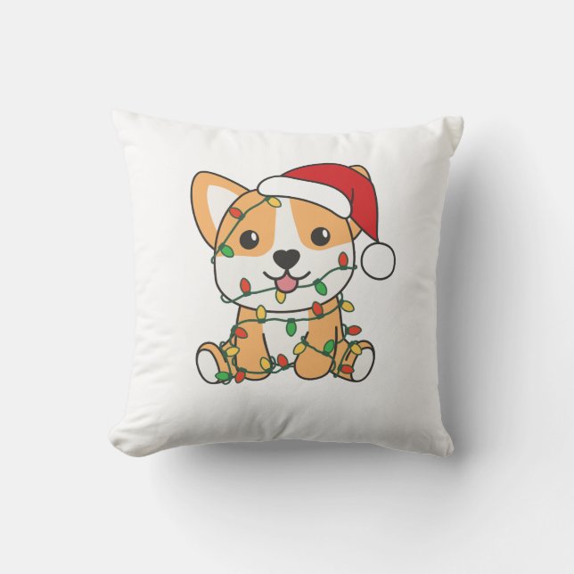 Coussin Corgi Noël Animaux d'hiver Chien (Recto)
