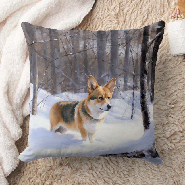 Coussin Corgi Noël sous la neige (Couverture)