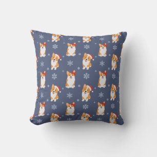 Coussin Corgis à Santa Hats et Snowflakes Motif