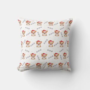 Coussin Corgis à Santa Hats Motif de Noël