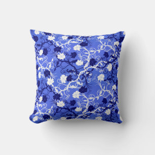 Coussin Corne Bleu & Blanc Élégant motif floral