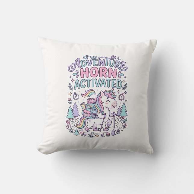 Coussin Corne d'Aventure de Licorne Activée Graphique Past (Recto)