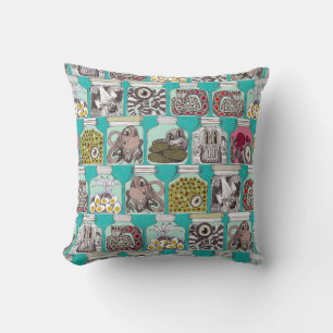 Coussin cornichons bizarres bleu
